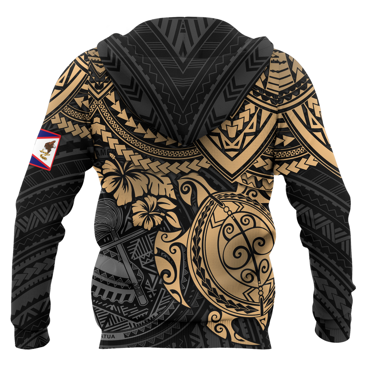 American Samoa Polynesian Hoodie Gold Turtle - Polynesian Pride