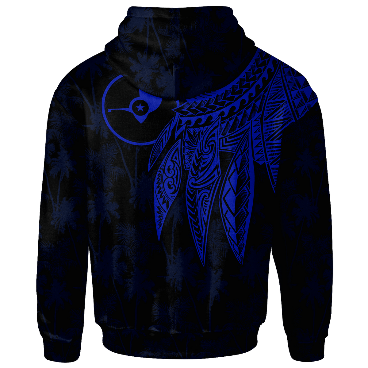 Yap Custom Zip up Hoodie Polynesian Wings (Blue) - Polynesian Pride