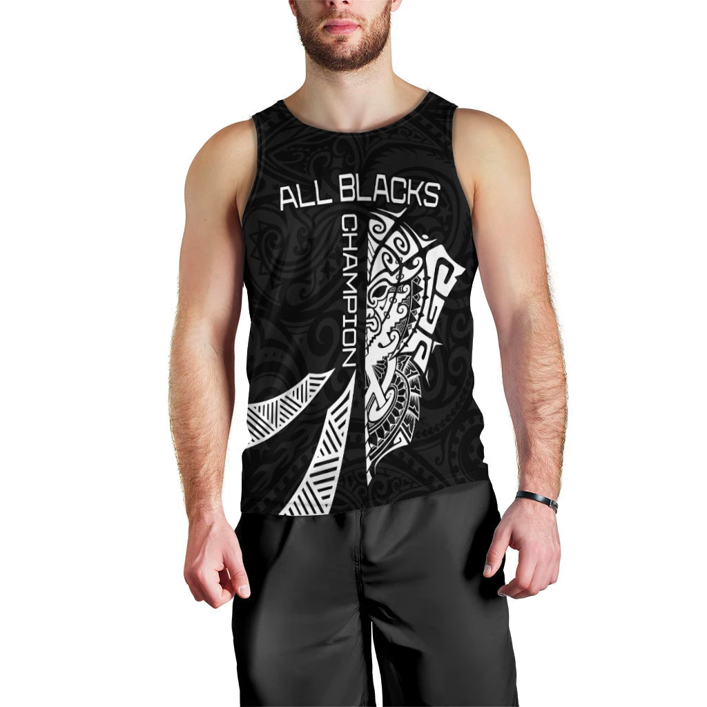 New Zealand Rugby Men Tank Top Haka All Black mix Ta Moko LT13 - Polynesian Pride