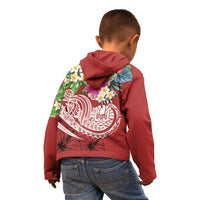Tahiti Polynesian Zip up Hoodie Summer Plumeria (Red) - Polynesian Pride