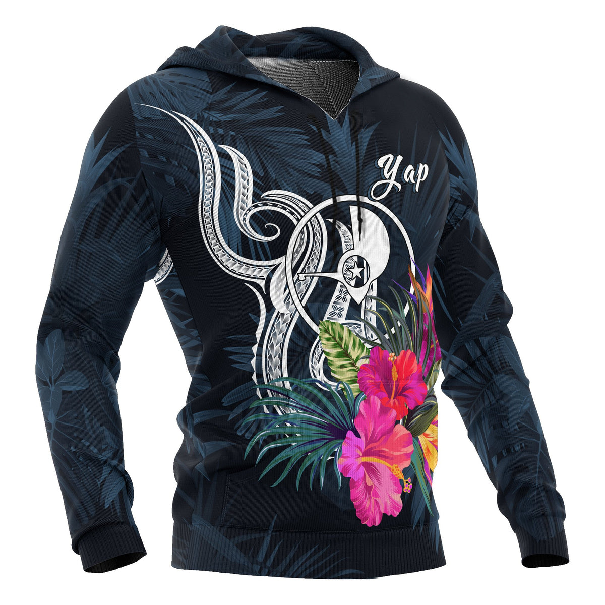 Yap Micronesia Hoodie Tropical Flowers - Polynesian Pride