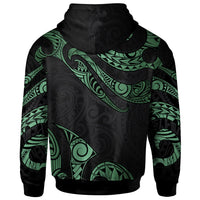 Yap Micronesia Zip Hoodie Polynesian Tattoo Green Version - Polynesian Pride
