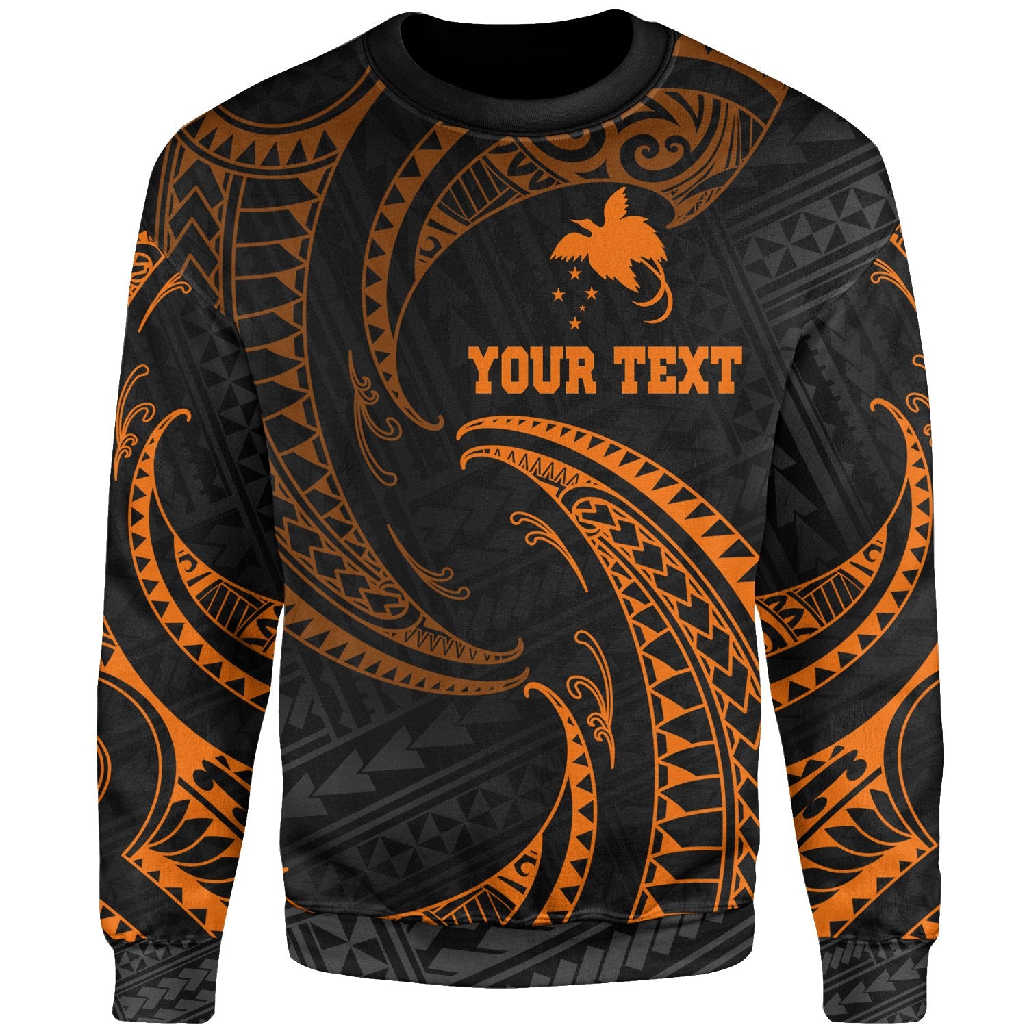 Papua New Guinea Polynesian Custom Personalised Sweater - Orange Tribal Wave Unisex Orange - Polynesian Pride