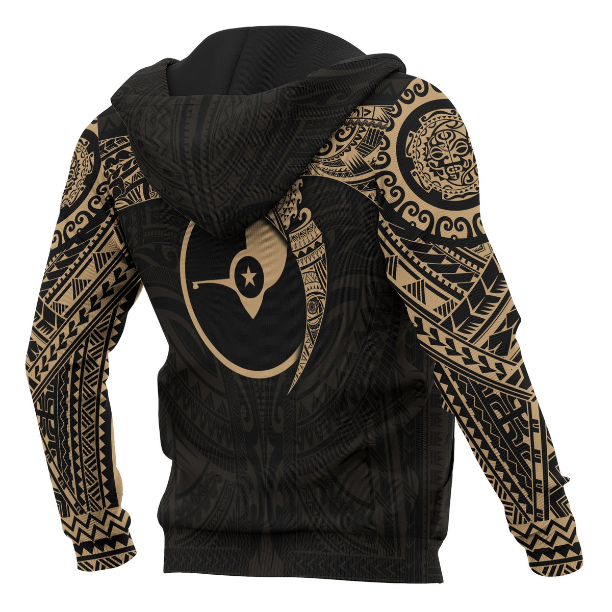 Yap Micronesian Zip up Hoodie Gold Heart Shield - Polynesian Pride