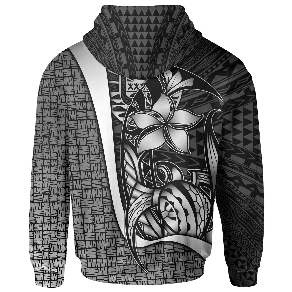 Tahiti Polynesian Zip up Hoodie White Turtle with Hook - Polynesian Pride