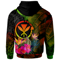 Polynesian Hawaii Kanaka Maoli Polynesian Hoodie Hibiscus and Banana Leaves - Polynesian Pride