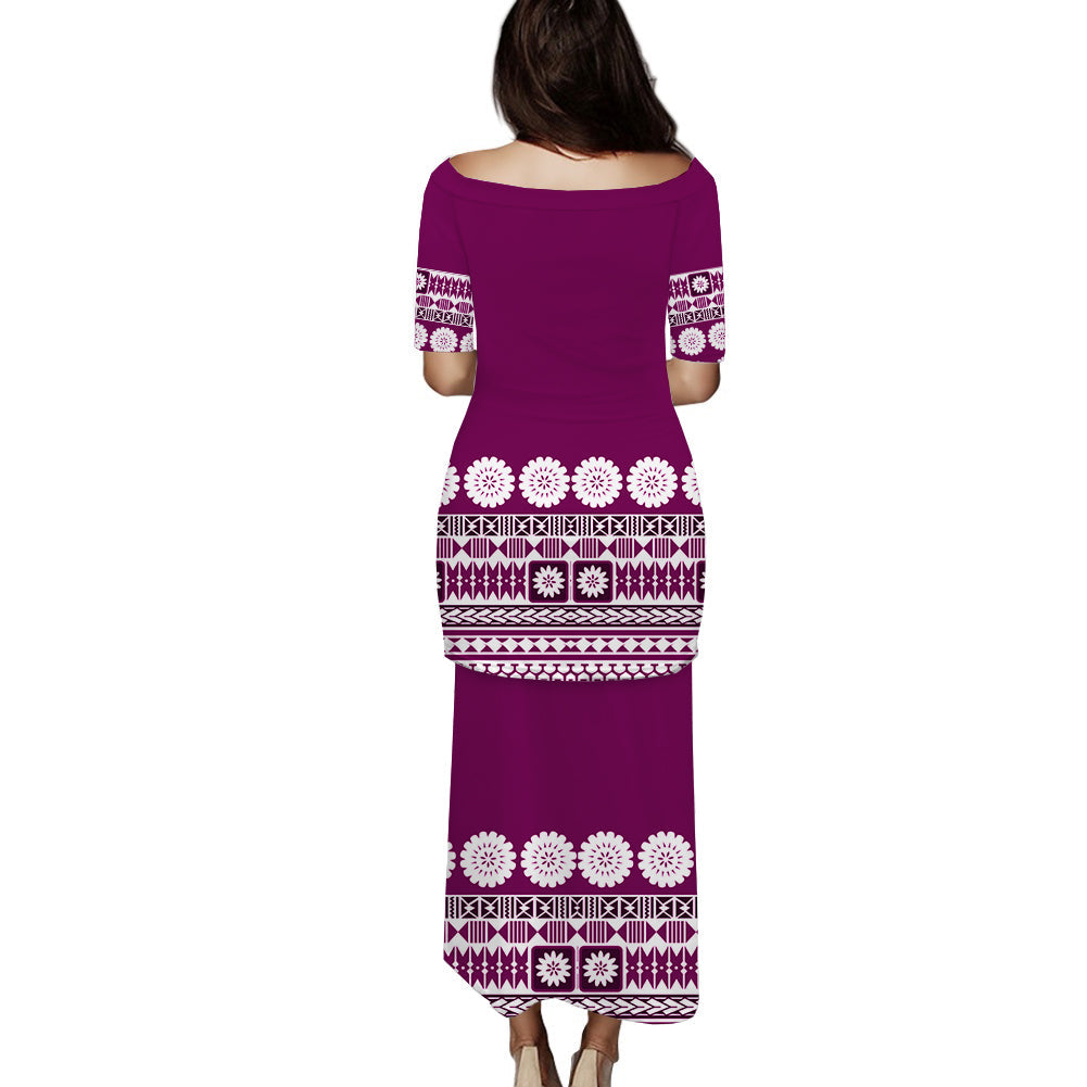 Fiji Bula Dress Tapa Pink Puletasi Dress LT14 - Polynesian Pride