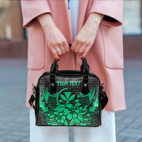 (Custom Personalised) Hawaii Shoulder Handbag - Hibiscus With Tribal Green - LT12 - Polynesian Pride