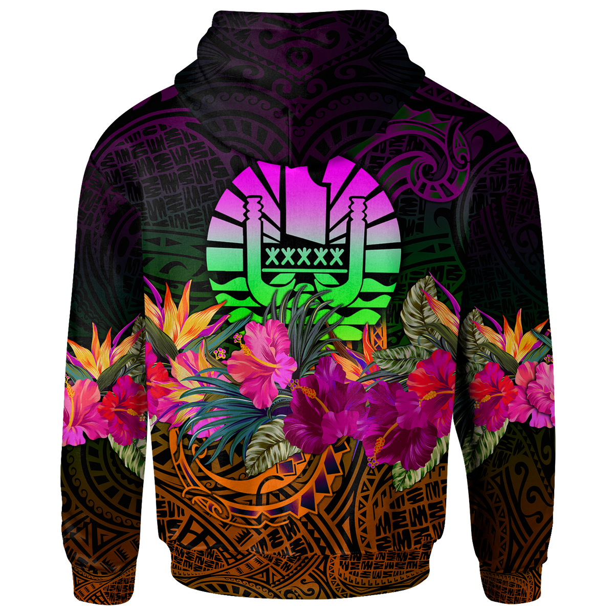 Tahiti Zip up Custom Hoodie Summer Hibiscus - Polynesian Pride