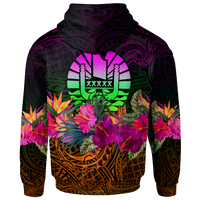 Tahiti Zip up Custom Hoodie Summer Hibiscus - Polynesian Pride