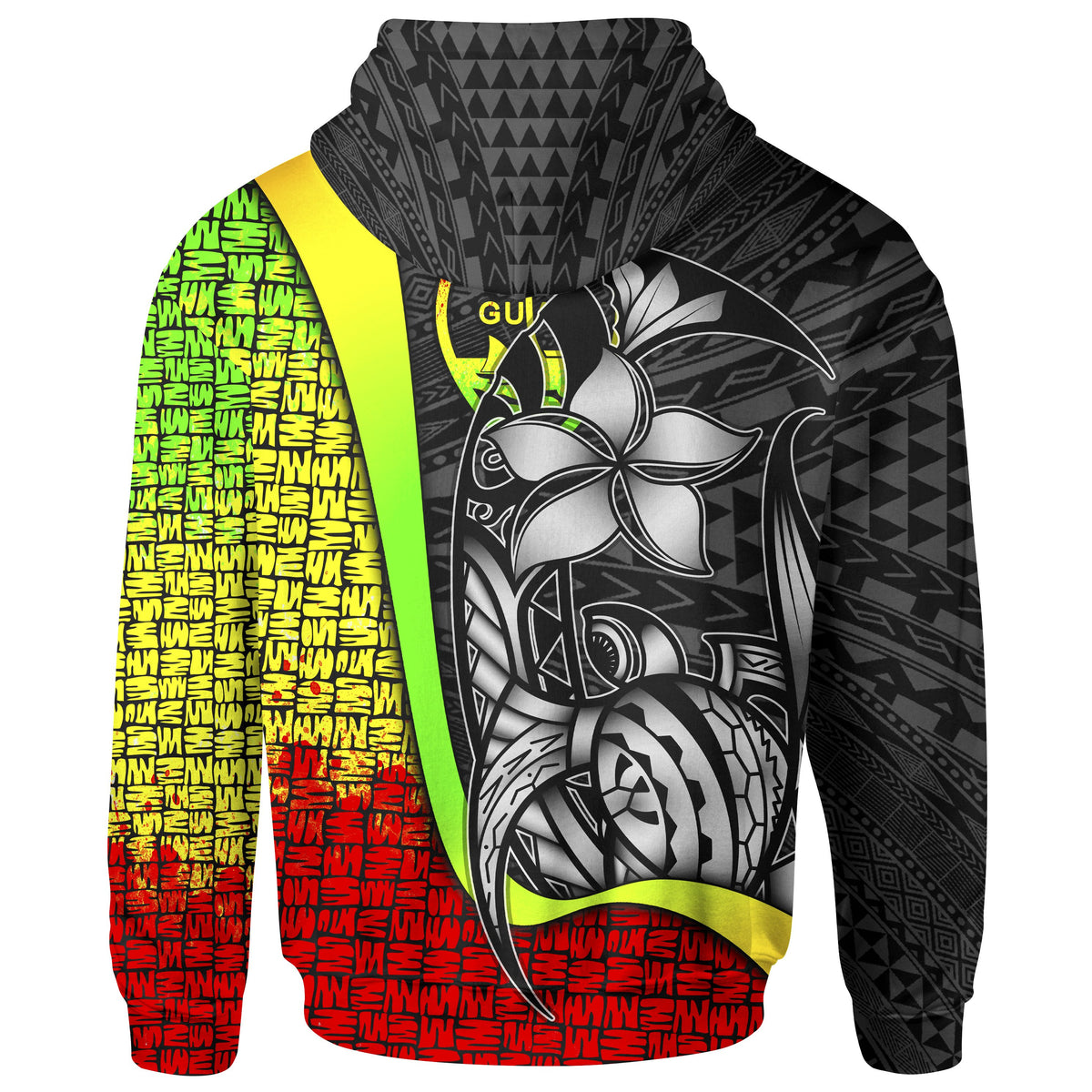 Guam Polynesian Zip up Hoodie Reggae Turtle with Hook - Polynesian Pride