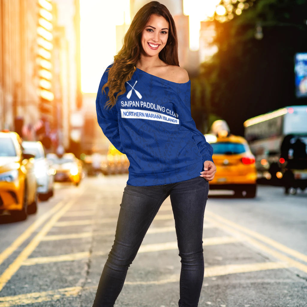 (Custom Personalised) Saipan Paddling Club Spc Women's Off Shoulder Sweater - LT12 - Polynesian Pride