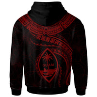 Guam Polynesian Zip up Hoodie Guam Waves (Red) - Polynesian Pride