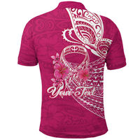 Custom Breast Cancer Pink Ribbon Butterfly Polynesian Pink Version Polo Shirt LT12 - Polynesian Pride