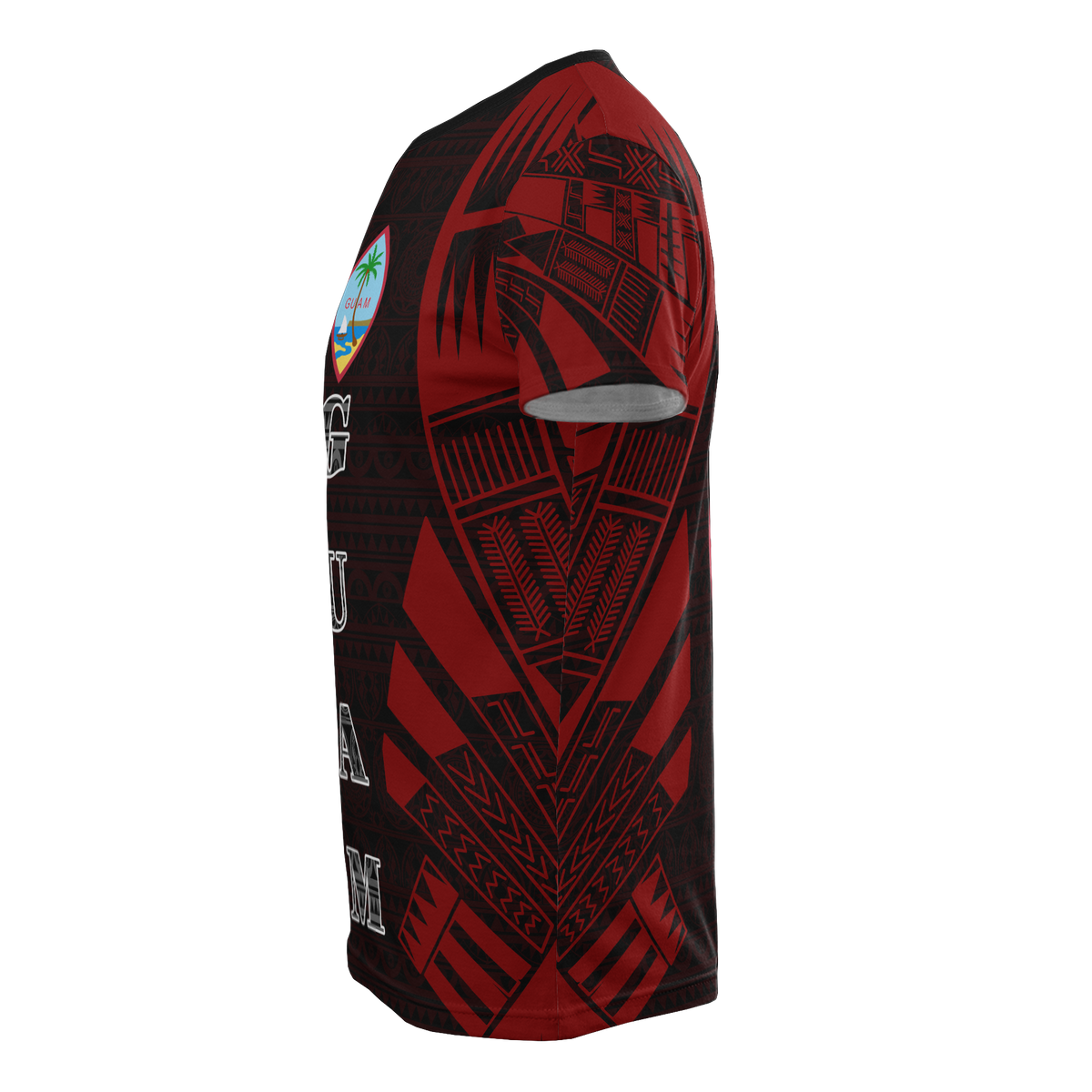 Guam T Shirt Guam Coat of Arms Polynesian Tattoo Red Style - Polynesian Pride