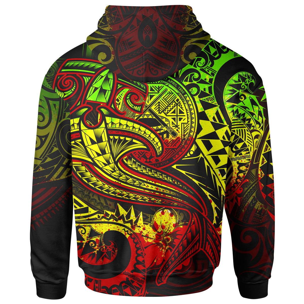 American Samoa Hoodie Reggae Shark Polynesian Tattoo - Polynesian Pride