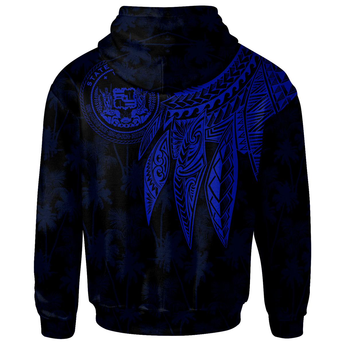 Polynesian Hawaii Custom Hoodie Polynesian Wings (Blue) - Polynesian Pride