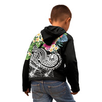 Tahiti Polynesian Zip up Hoodie Summer Plumeria (Black) - Polynesian Pride