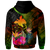 Papua New Guinea Polynesian Zip up Hoodie Hibiscus and Banana Leaves - Polynesian Pride