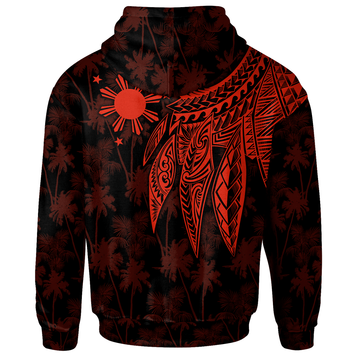 The Philippines Hoodie Polynesian Wings (Red) - Polynesian Pride
