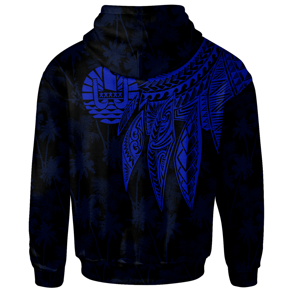 Tahiti Zip up Hoodie Polynesian Wings (Blue) - Polynesian Pride