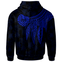 Tahiti Zip up Hoodie Polynesian Wings (Blue) - Polynesian Pride