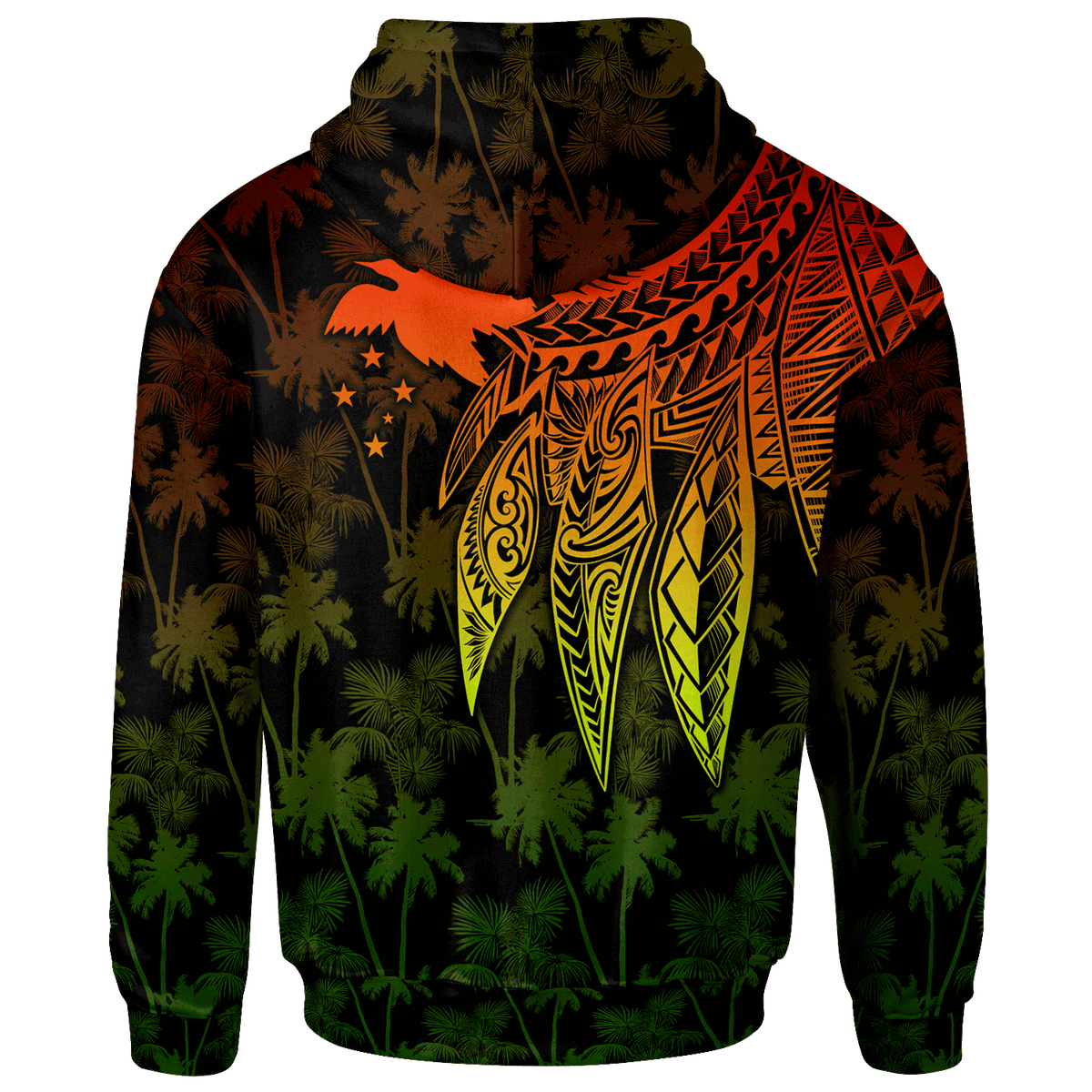 Papua New Guinea Custom Hoodie Polynesian Wings (Reggae) - Polynesian Pride
