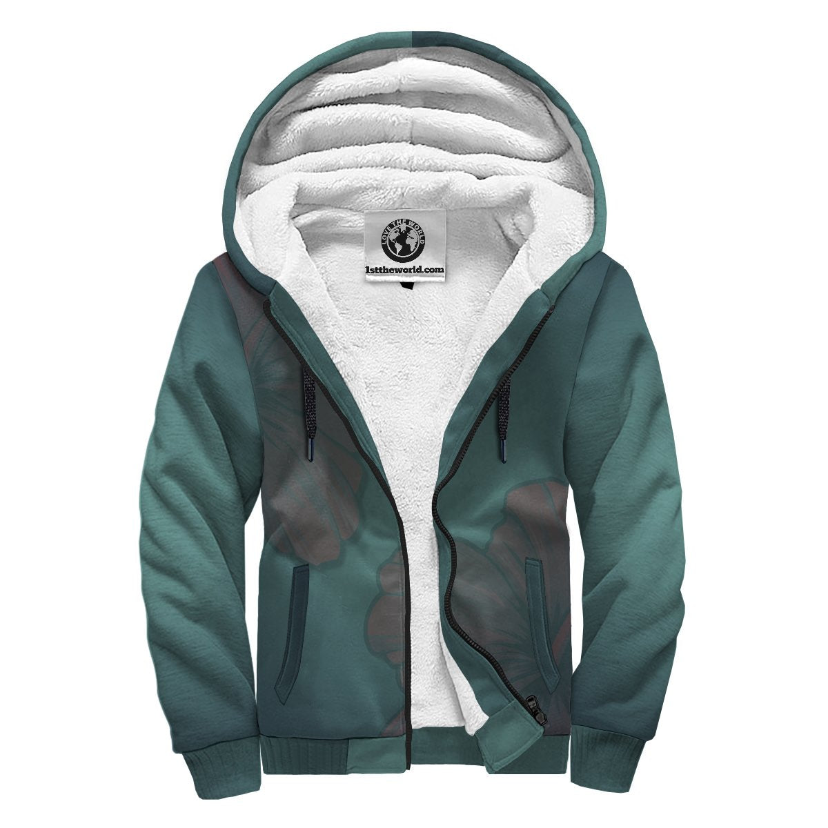 Cook Islands Sherpa Hoodie - Blue Turtle Tribal Blue - Polynesian Pride