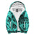 Polynesian Turtle Palm And Sea Pebbles Hawaii Sherpa Hoodie Turquoise Turquoise - Polynesian Pride