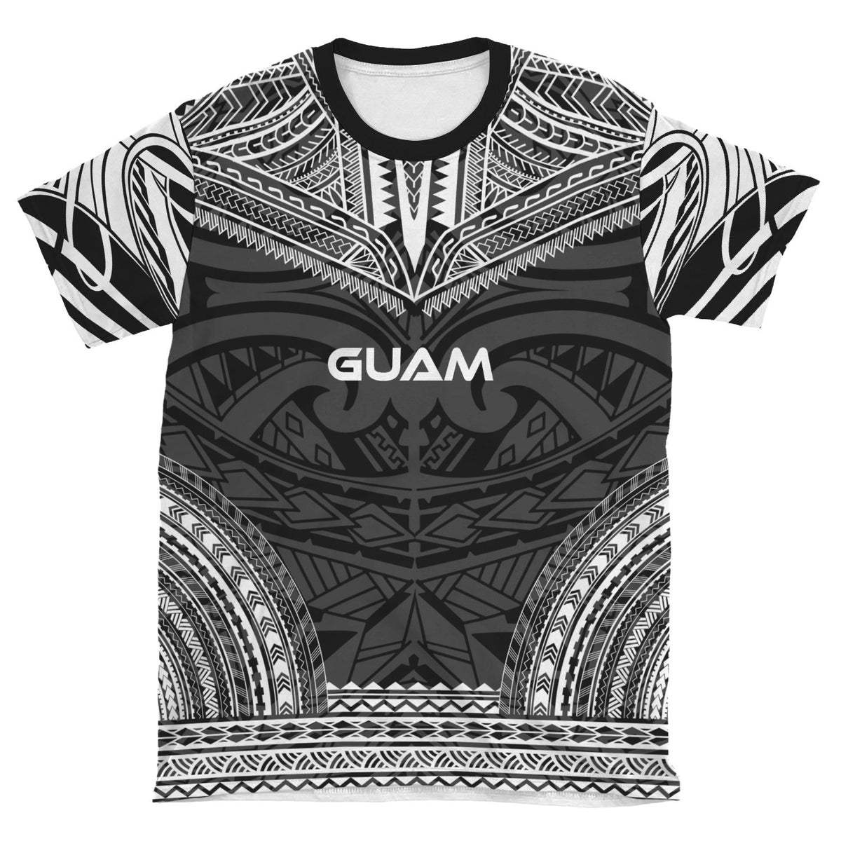 Guam T Shirt Guam Polynesian Chief Black Version - Polynesian Pride