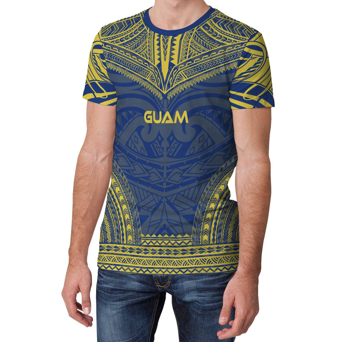 Guam T Shirt Guam Polynesian Chief Blue Version - Polynesian Pride