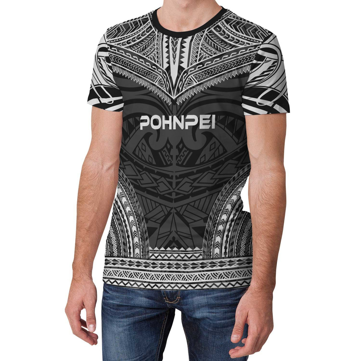 Pohnpei Unisex T Shirt Pohnpei Polynesian Chief Black Version - Polynesian Pride
