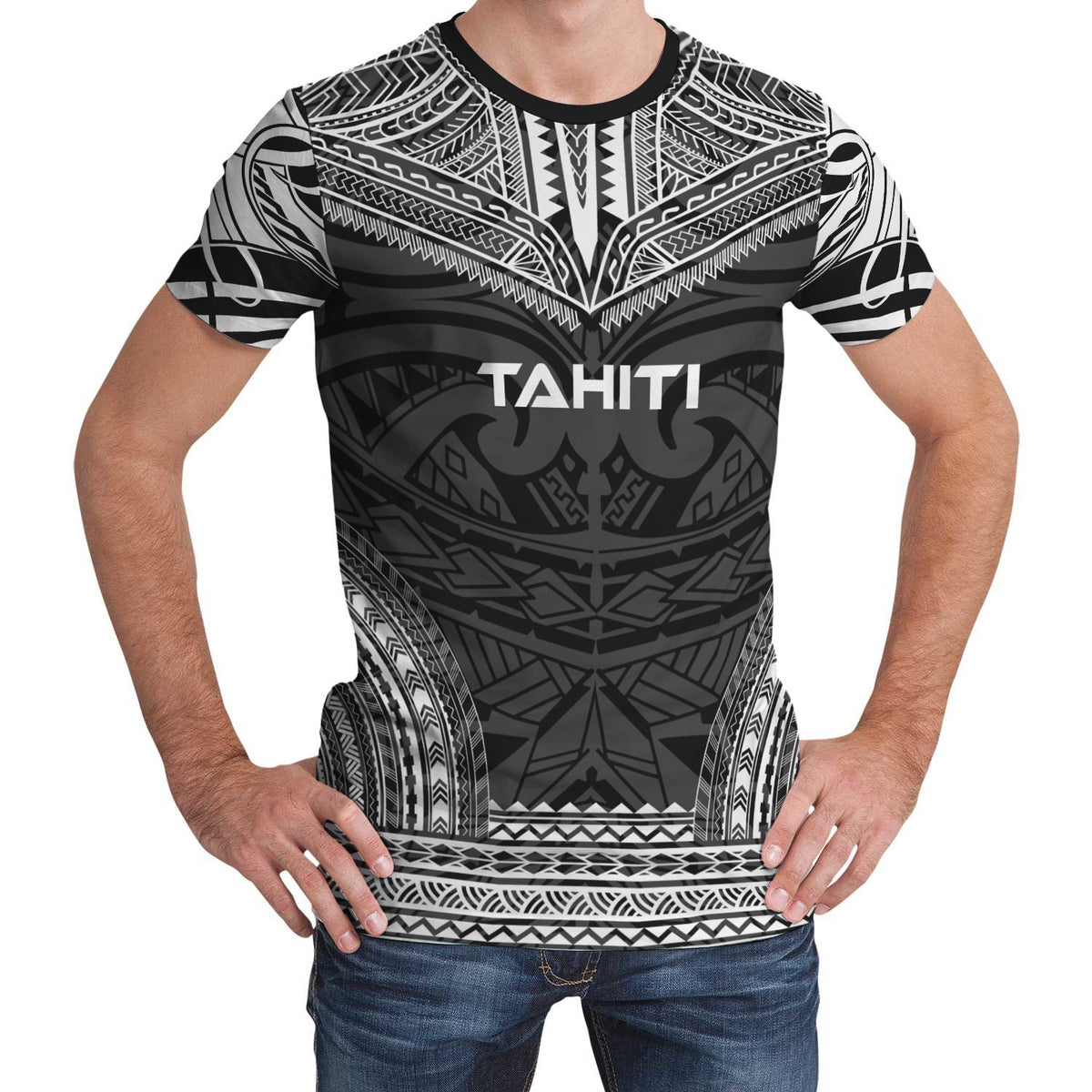 Tahiti T Shirt Tahiti Polynesian Chief Black Version Unisex Black - Polynesian Pride