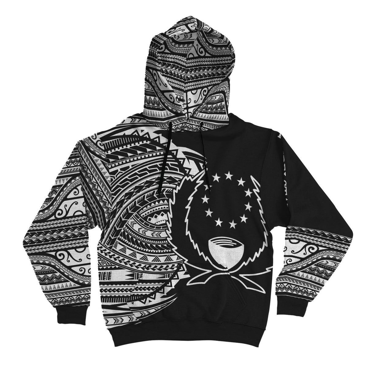 Pohnpei Hoodie Micronesia White Patterns With Coat of Arms - Polynesian Pride
