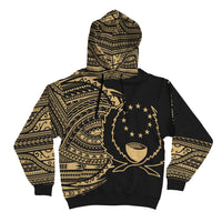 Pohnpei Hoodie Micronesia Gold Patterns With Coat of Arms - Polynesian Pride
