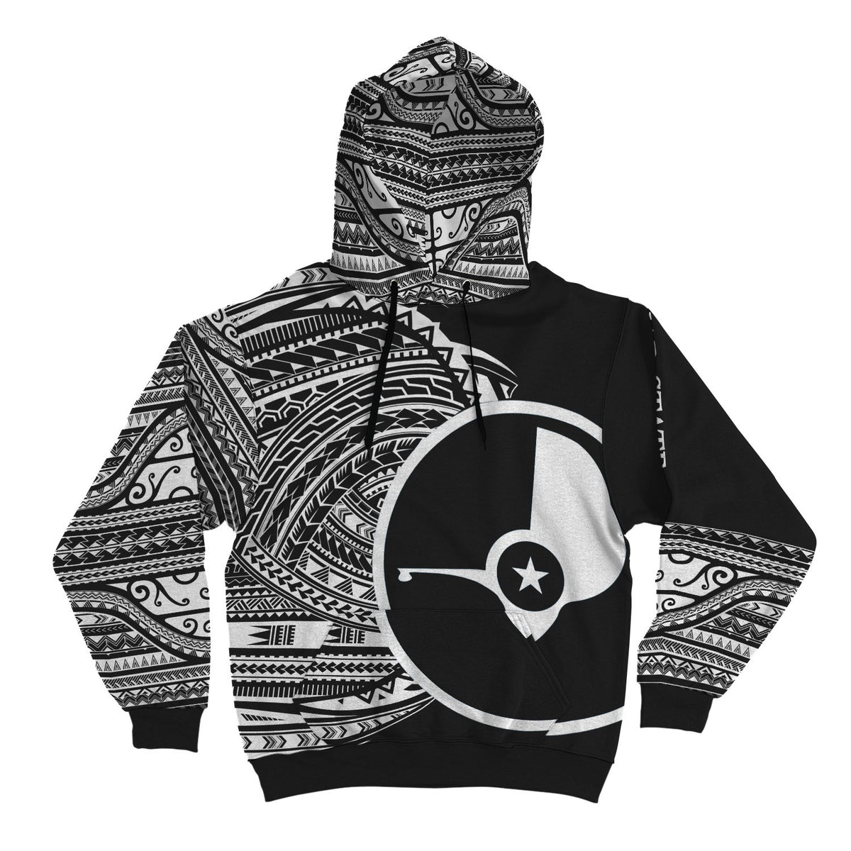 Yap Hoodie Micronesia White Patterns With Coat of Arms - Polynesian Pride