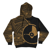 Yap Hoodie Micronesia Gold Patterns With Coat of Arms - Polynesian Pride