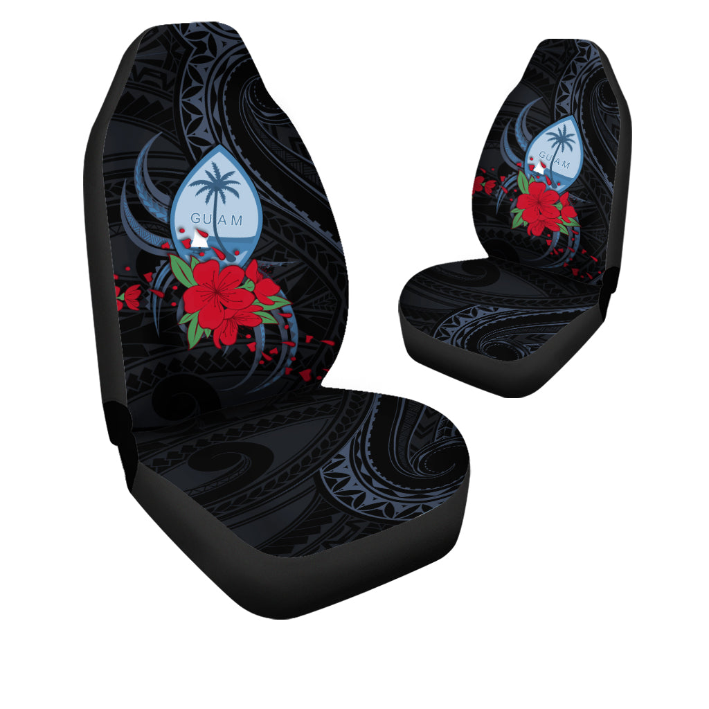 Guam Car Seat Covers Polynesian Flowers Version Black LT13 - Polynesian Pride