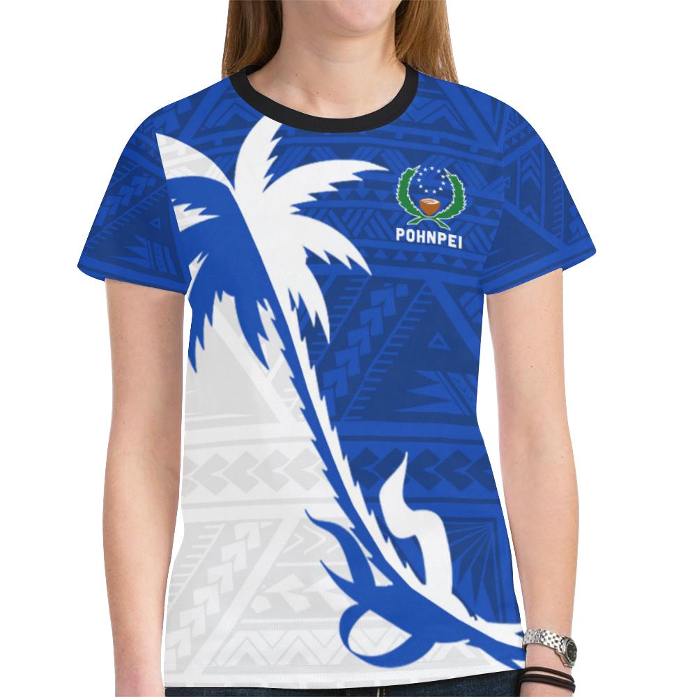 Pohnpei T Shirt Pohnpei FLag Coconut Tree K4 Unisex Blue - Polynesian Pride