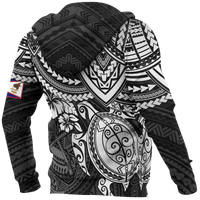 American Samoa Polynesian Hoodie Black Turtle - Polynesian Pride