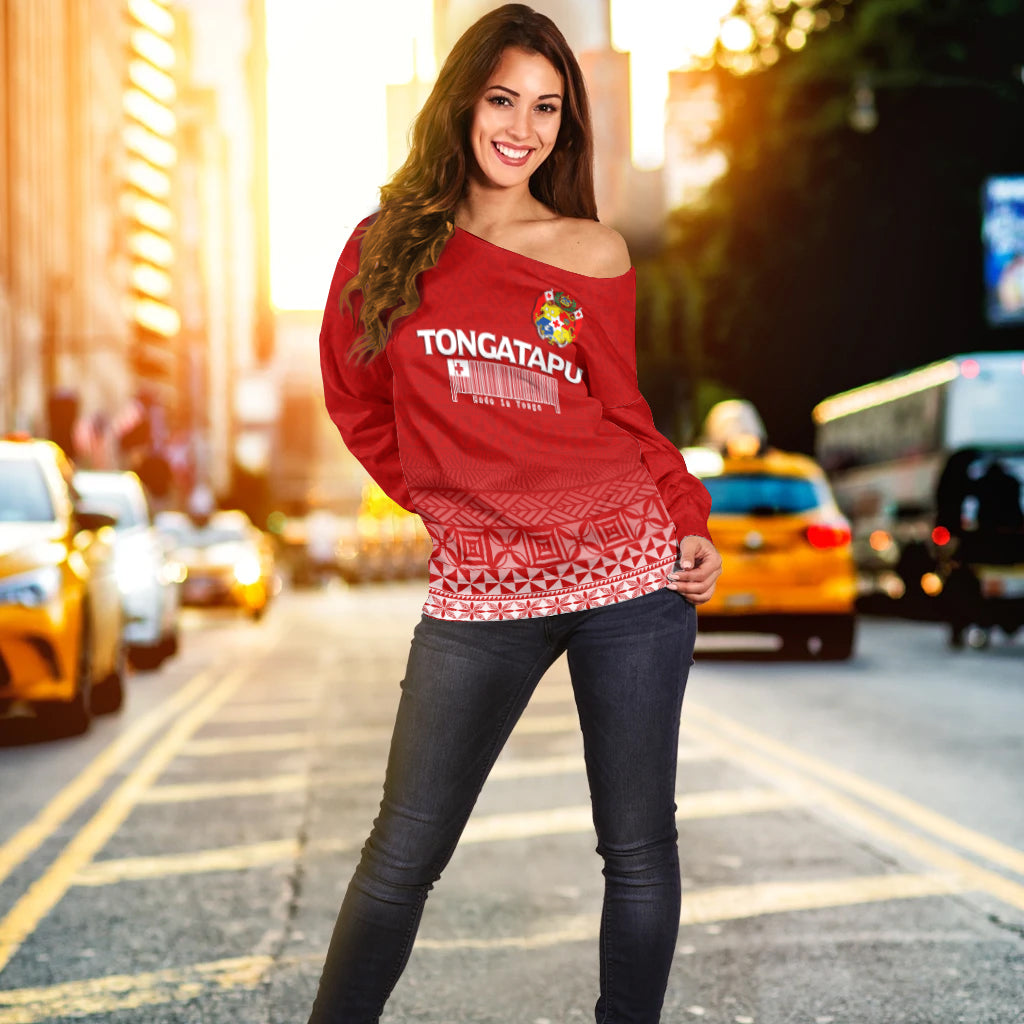 (Custom Personalised) Tonga Tongatapu Women Off Shoulder Sweater - Tongan Pattern - LT12 - Polynesian Pride