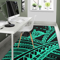 Hawaii Shaka Polynesian Tribal Turquoise Area Rug - LT12 - Polynesian Pride