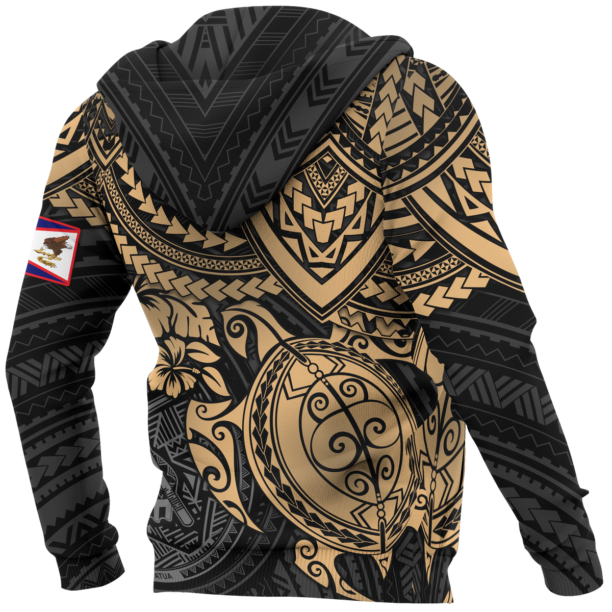 American Samoa Polynesian Hoodie Gold Turtle - Polynesian Pride