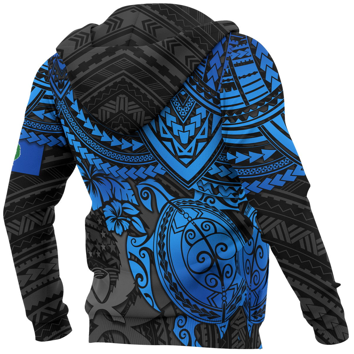 Pohnpei Hoodie Polynesian Blue Turtle - Polynesian Pride