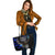 American Samoa Polynesian Leather Tote Bag - Eagle With Flame Blue - Polynesian Pride