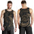 Palau Polynesian Men's Tank Top - Gold Tribal Wave Black - Polynesian Pride