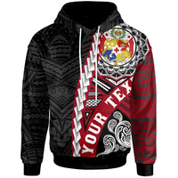 Tonga Polynesian Custom Hoodie Wave Tattoo Black - Polynesian Pride