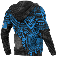 Northern Mariana Islands Polynesian Hoodie Blue Turtle - Polynesian Pride