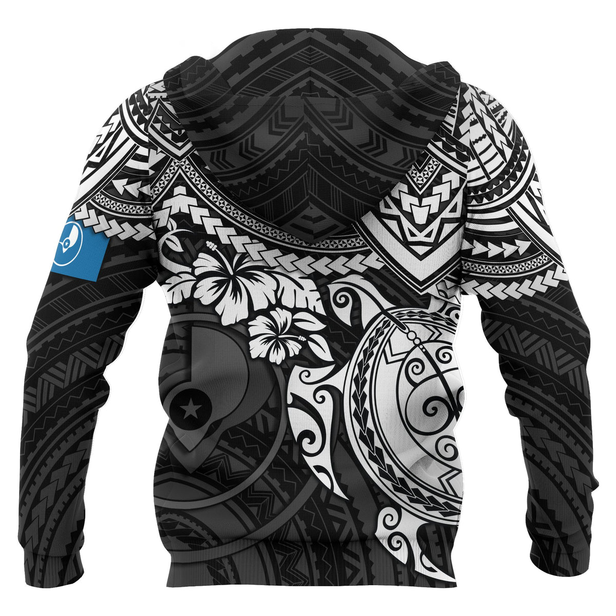 Yap Polynesian Zip up Hoodie White Turtle - Polynesian Pride