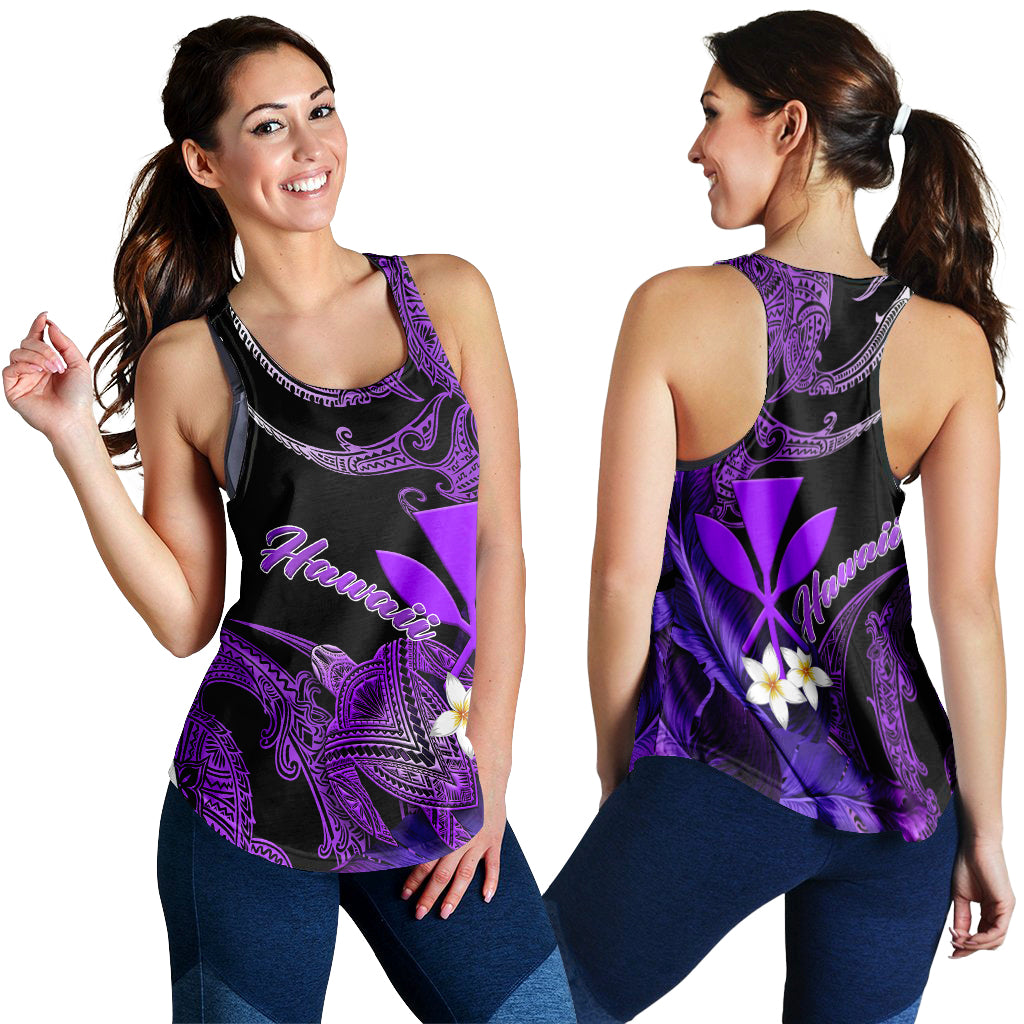 Hawaii Turtle With Plumeria Leaf Purple Women Tank Top - LT12 - Polynesian Pride